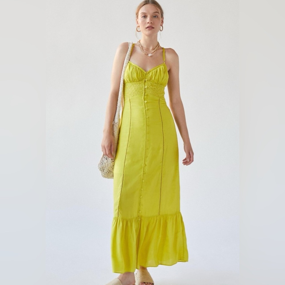 Yellow/Green Spaghetti Strap Maxi Dress